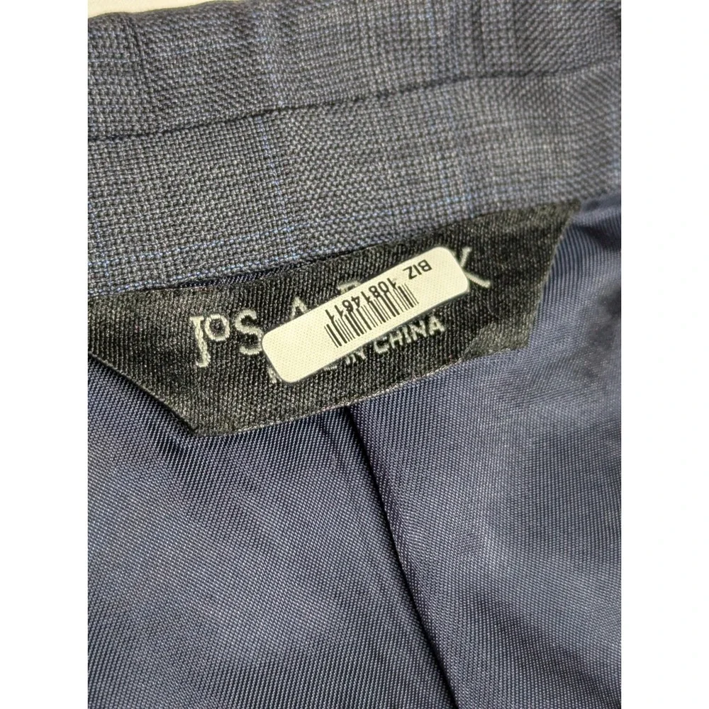 Jos A Bank Signature Collection Wool Blazer 44L Gray Blue Windowpane Sport Coat
